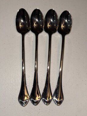 Oneida Capello Set of 4 Long Iced Tea Spoons Stainless Flatware Glossy
